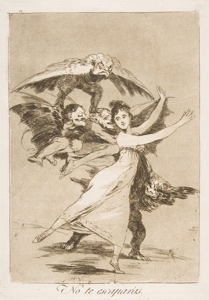 Detail of Plate 72 , from 'Los Caprichos': You will not escape, 1799 by Francisco Goya