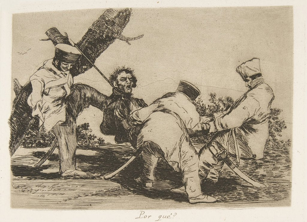 Detail of Plate 32 from 'The Disasters of War': 'Why?…, 1810 by Francisco Goya