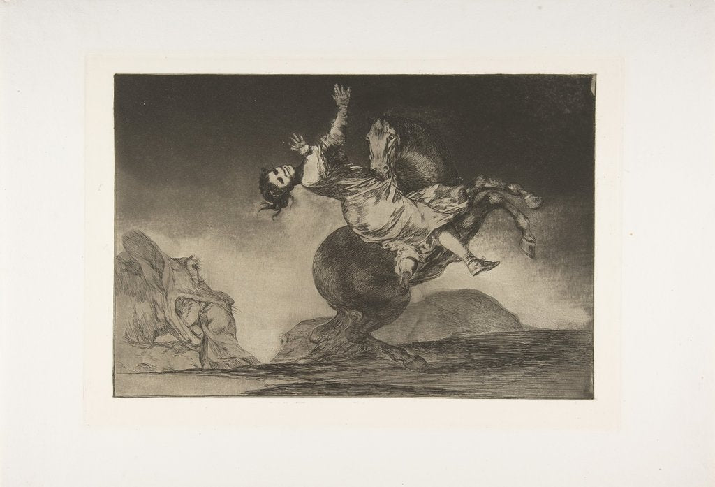 Detail of Plate 10 from the 'Disparates': The horse abductor, ca. 1816-23 by Francisco Goya