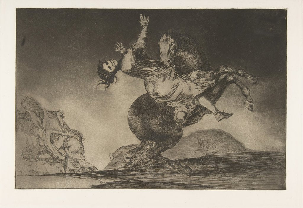 Detail of Plate 10 from the 'Disparates': The horse abductor , ca. 1816-23 by Francisco Goya