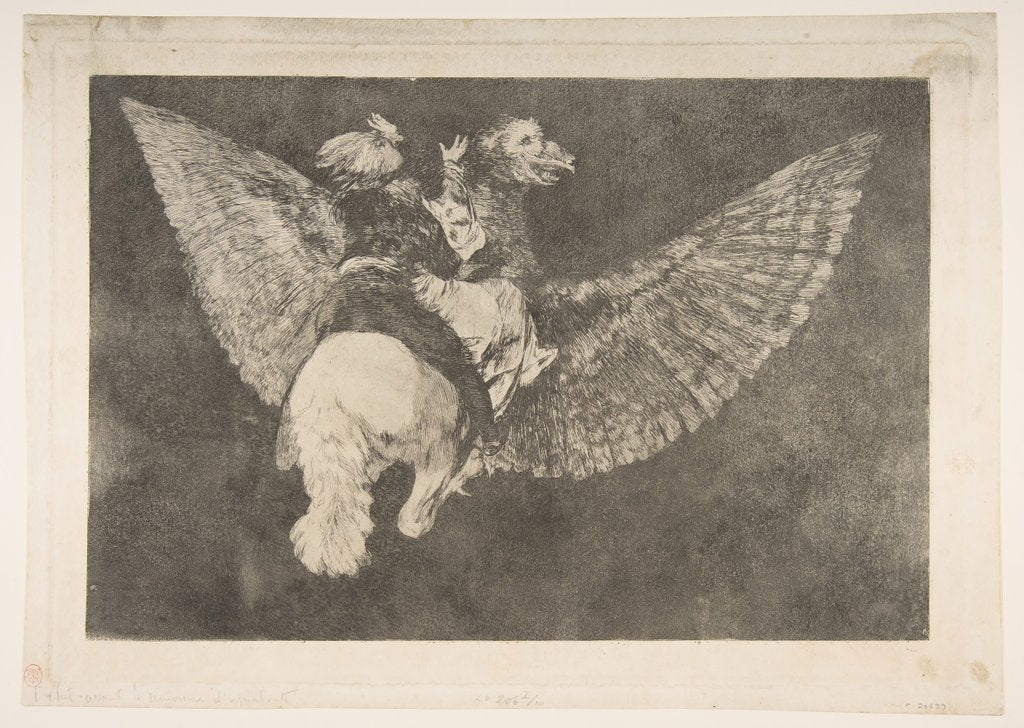 Detail of Plate 5 from the 'Disparates': Flying Folly, ca. 1816-23 by Francisco Goya