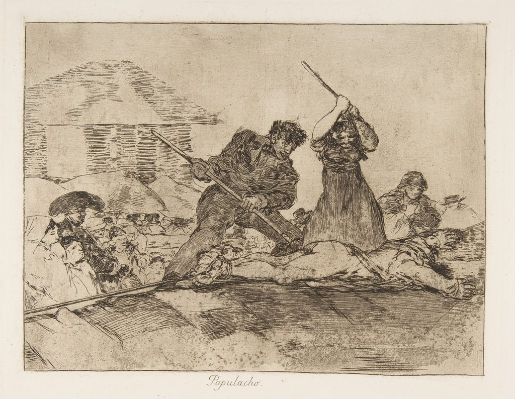 Detail of Plate 28 from 'The Disasters of War': 'Rabbl…, 1810 by Francisco Goya