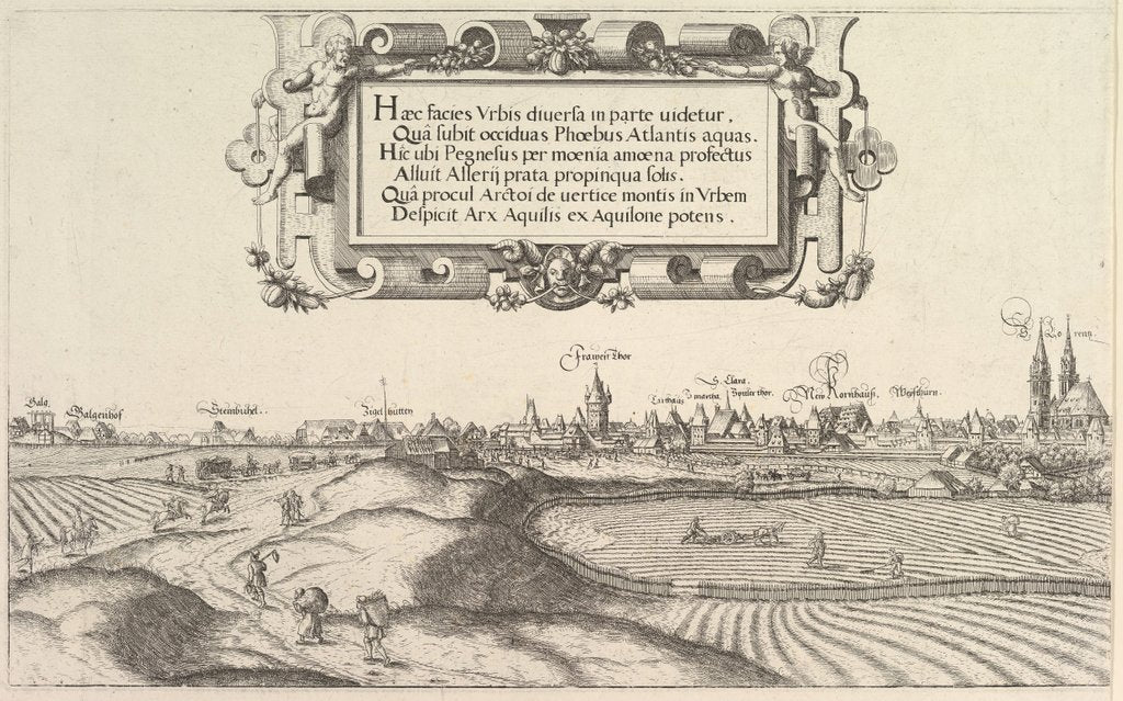 Detail of View of Nuremberg, to the east, left plate, 1552 by Hans Sebald Lautensack