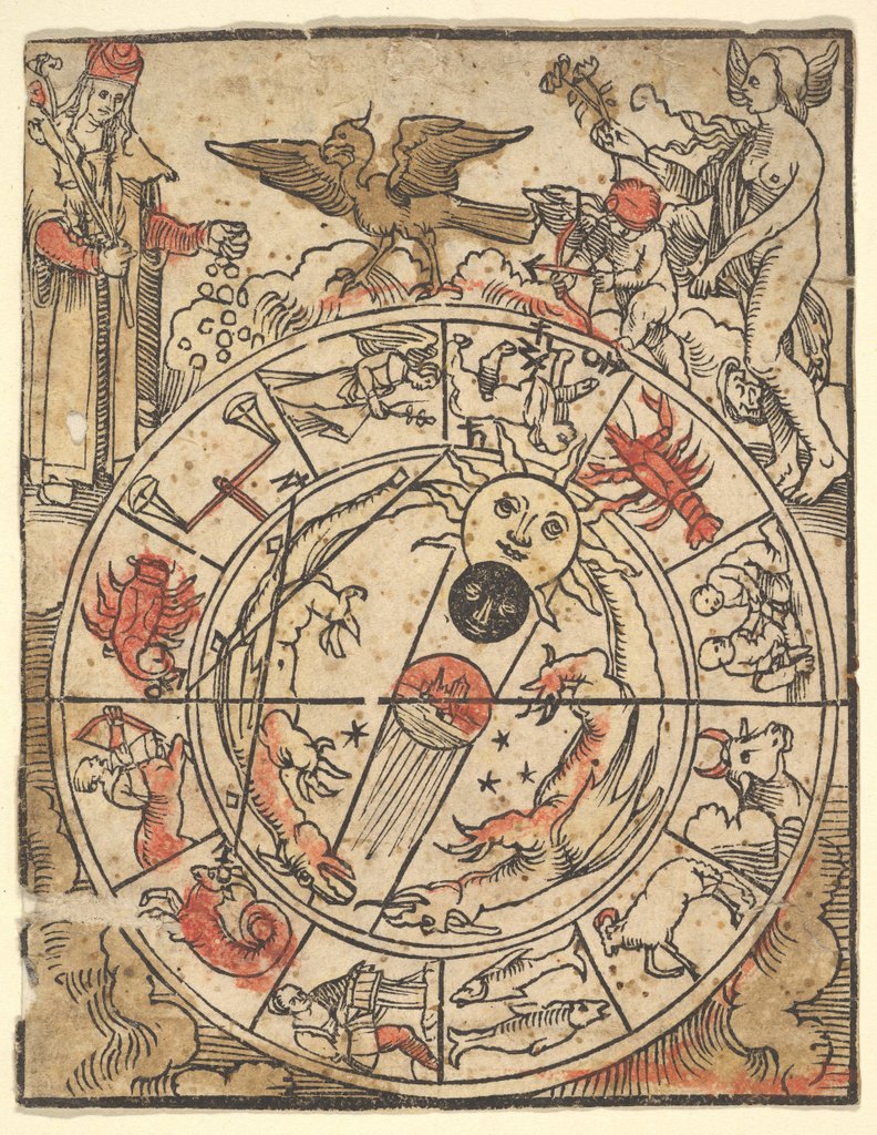 Detail of Chart of the Signs of the Zodiac with Venus, Cupid, and a Bishop Saint by Hans Baldung