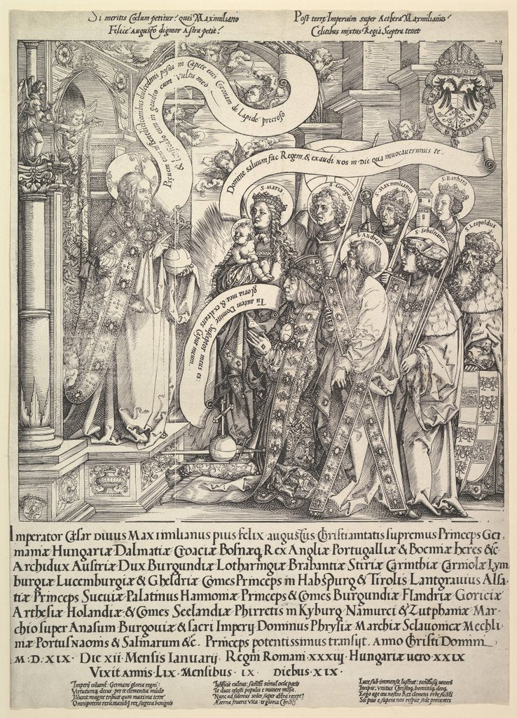 Detail of Maximilian Presented by his Patron Saints to the Almighty, 1519 by Hans Springinklee