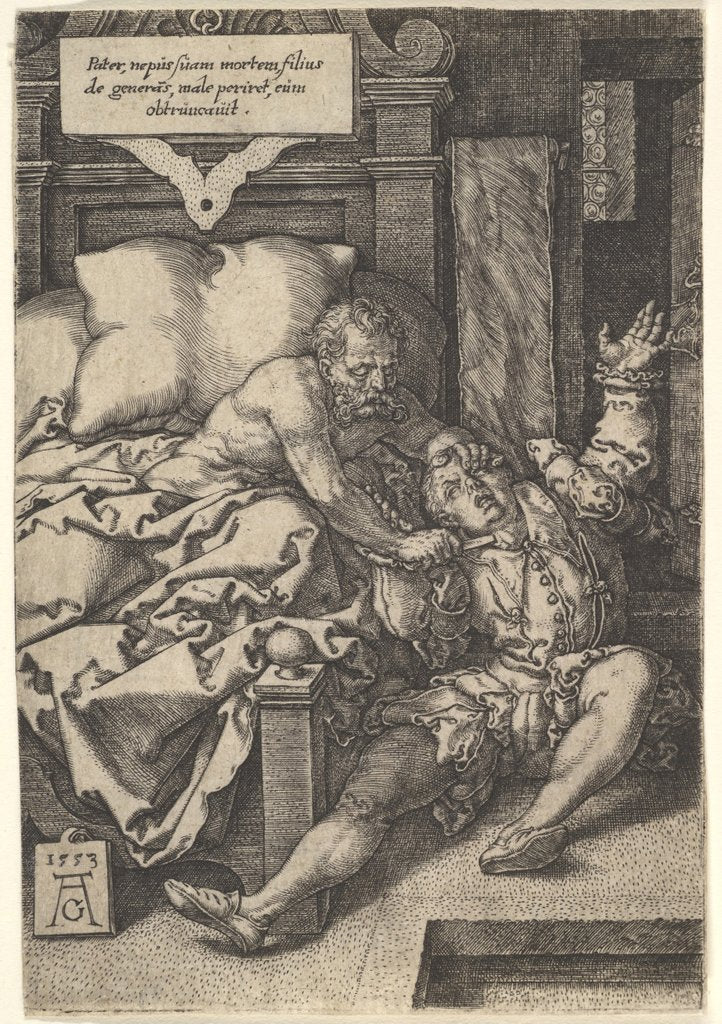 Detail of Judge Herkinbald Cutting the Throat of his Nephew, 1553 by Heinrich Aldegrever