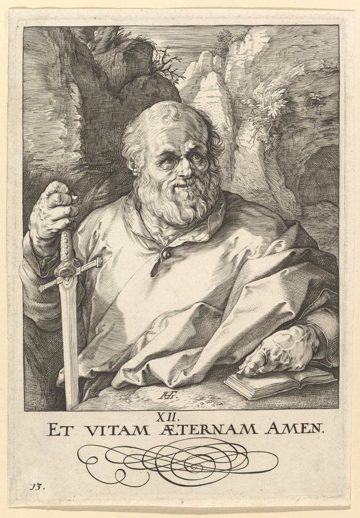 Detail of St. Matthias, from Christ, the Apostles and St. Paul with the Creed, ca. 1589 by Hendrik Goltzius