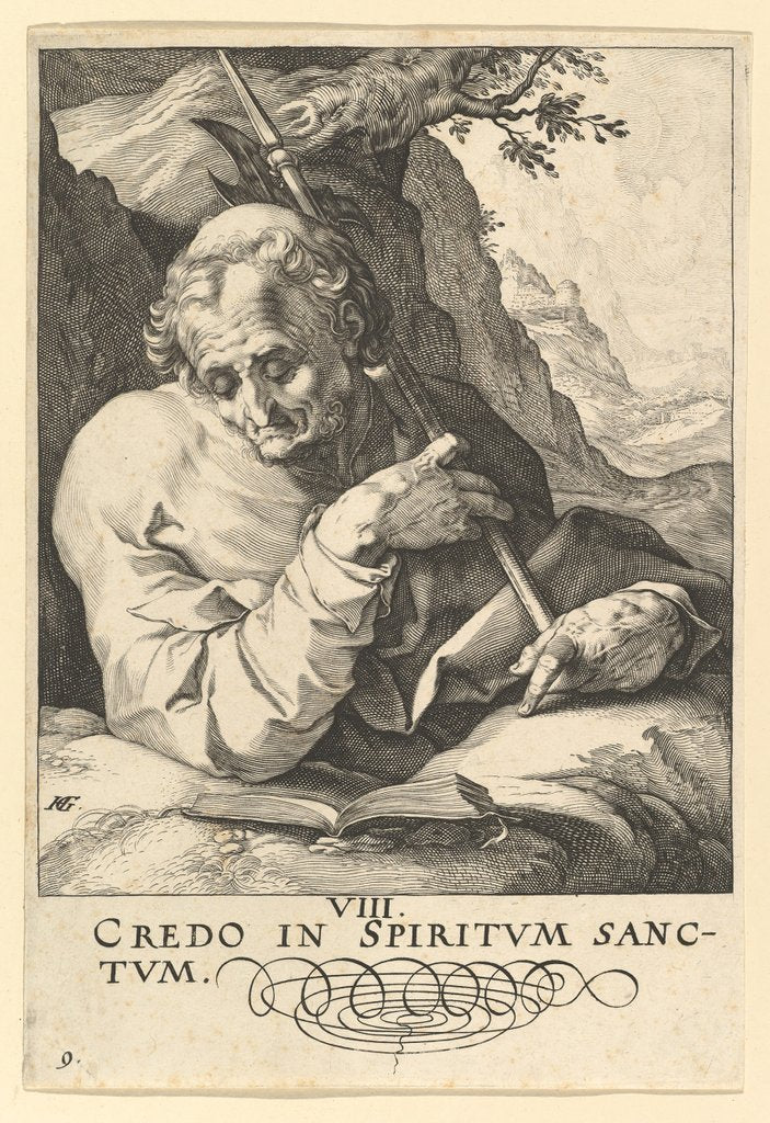 Detail of St. Matthew, from Christ, the Apostles and St. Paul with the Creed, ca. 1589 by Hendrik Goltzius