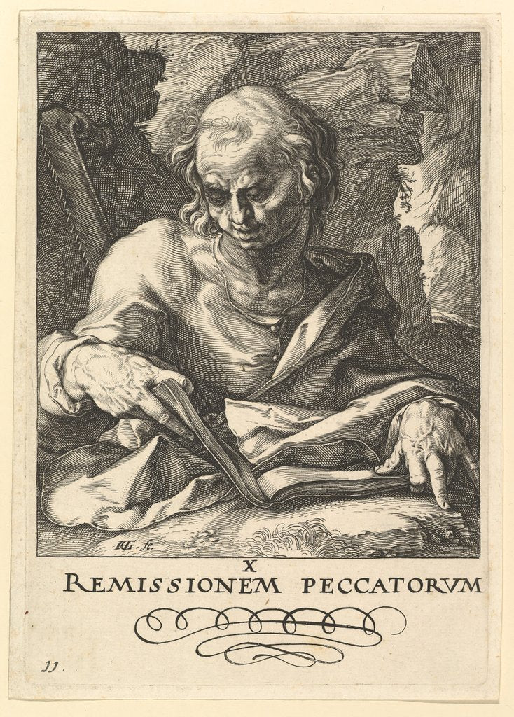 Detail of St. Simon, from Christ, the Apostles and St. Paul with the Creed, ca. 1589 by Hendrik Goltzius