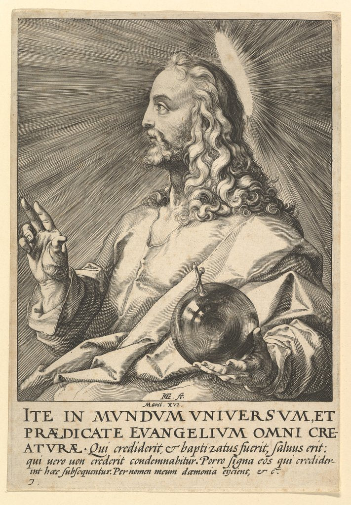 Detail of Christ, from Christ, the Apostles and St. Paul with the Creed, ca. 1589 by Hendrik Goltzius