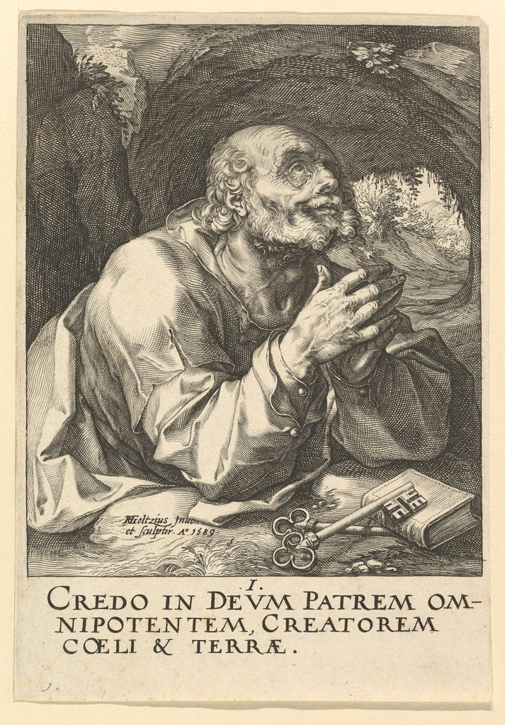 Detail of St. Peter, from Christ, the Apostles and St. Paul with the Creed, 1589 by Hendrik Goltzius