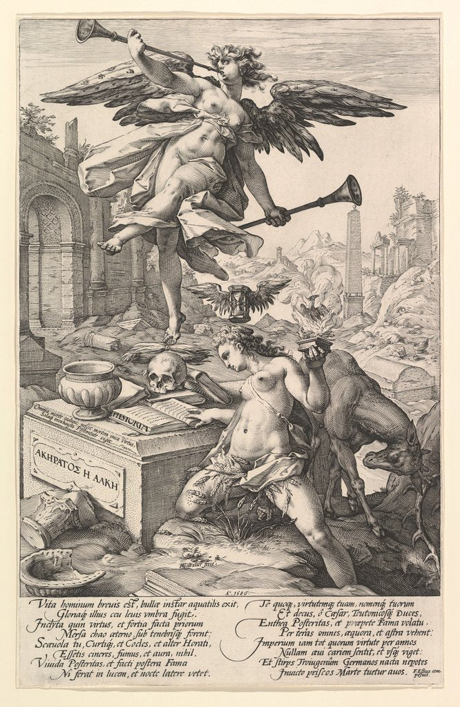 Detail of Fame and History, from the series The Roman Heroes, 1586 by Hendrik Goltzius