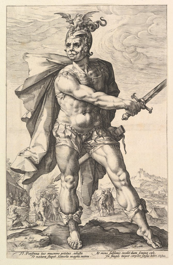 Detail of Mucius Scaevola, from the series The Roman Heroes, 1586 by Hendrik Goltzius