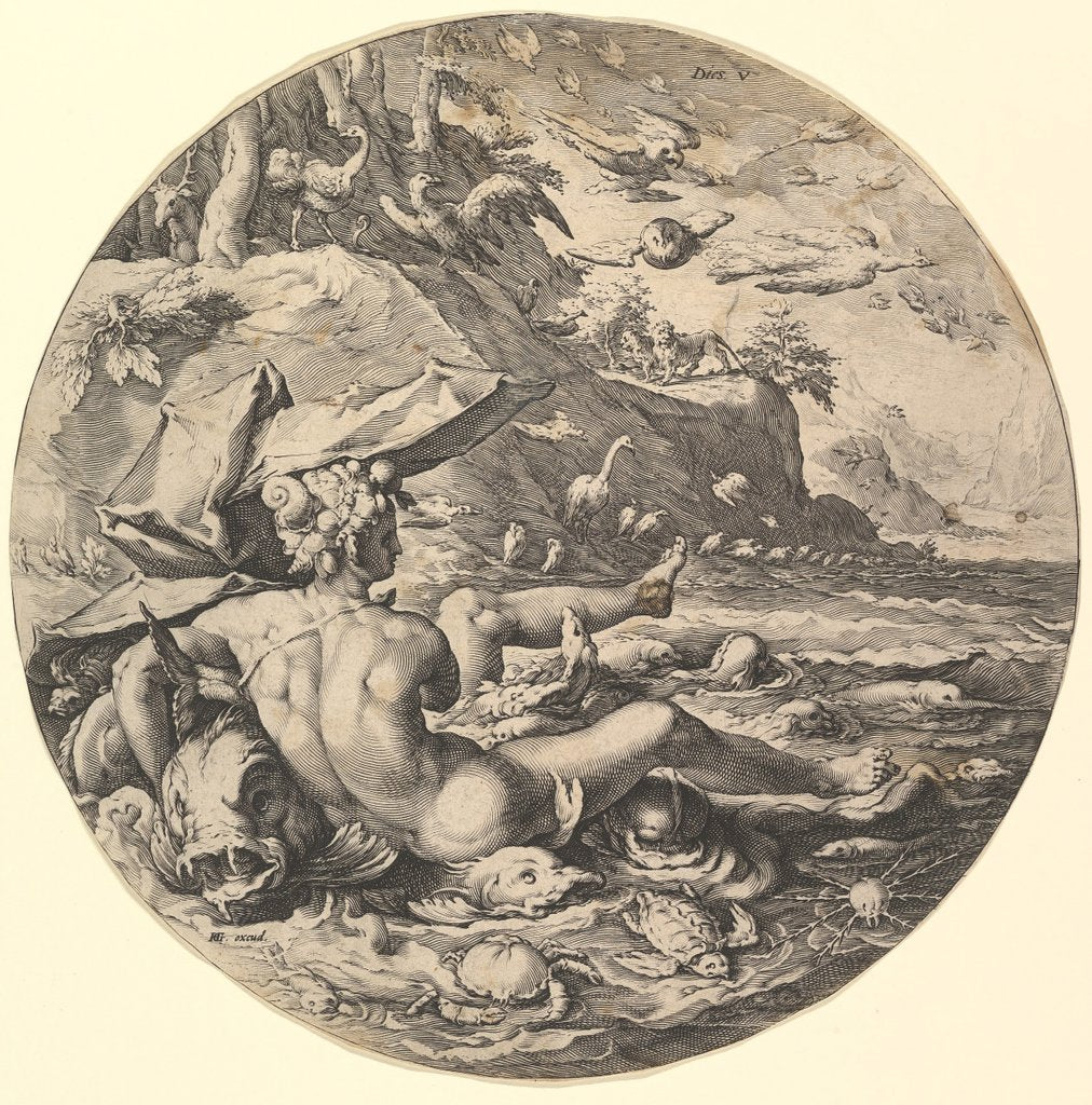 Detail of The Fifth Day, from the series The Creation of the World, ca. 1597 by Jan Muller