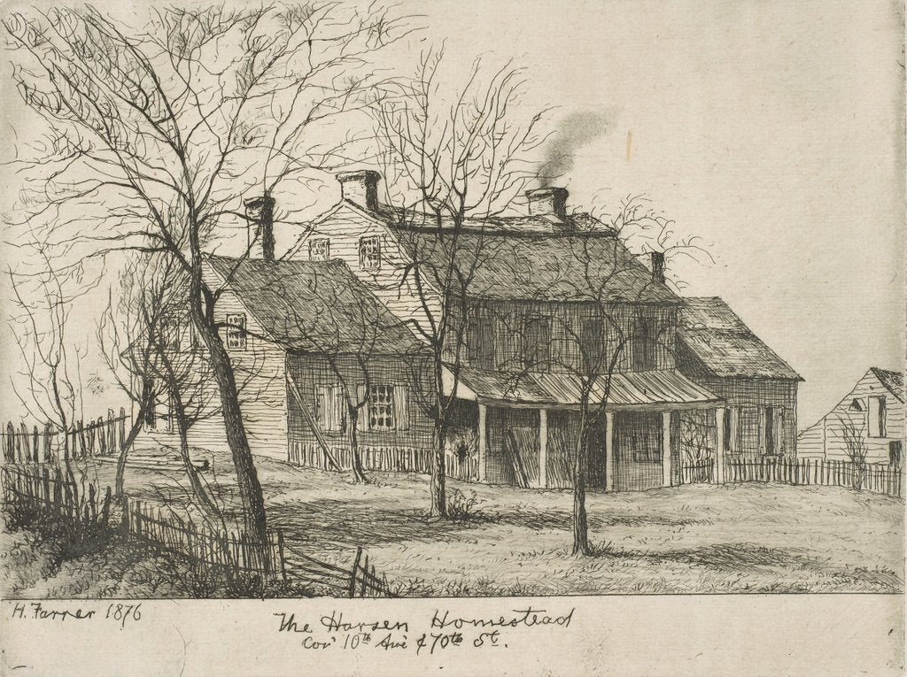 Detail of The Harsen Homestead, Corner of 10th Avenue and 70th Street, 1876 by Henry Farrer