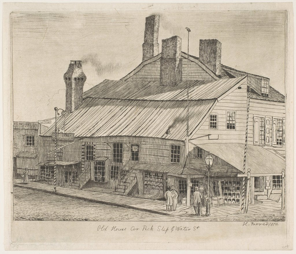 Detail of Old House, Corner of Peck Slip and Water Street, 1870 by Henry Farrer