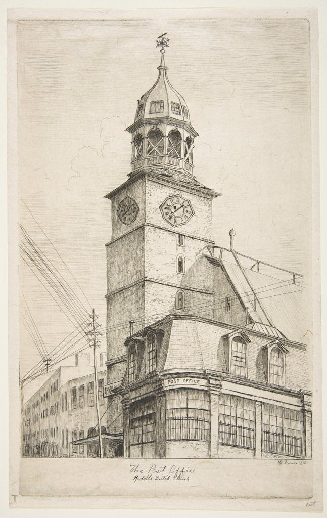 Detail of The Post Office, Middle Dutch Church, 1870 by Henry Farrer