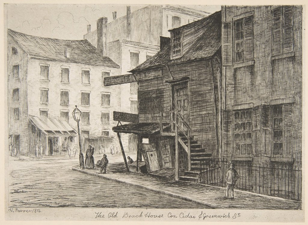 Detail of The Old Beach House, Corner of Cedar and Greenwich Streets, 1874 by Henry Farrer