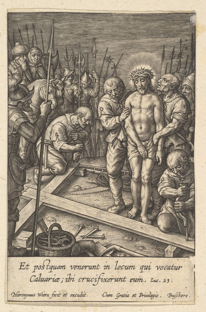 Detail of The Preparation of the Cross, before 1619 by Hieronymous Wierix