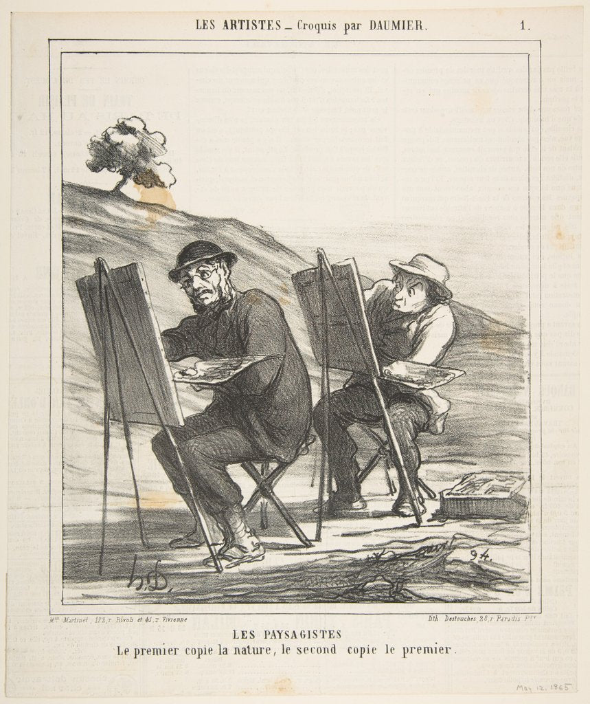 Detail of The landscape painters, the first copies nature, the second copies the first, from…, May 12, 1865 by Honore Daumier
