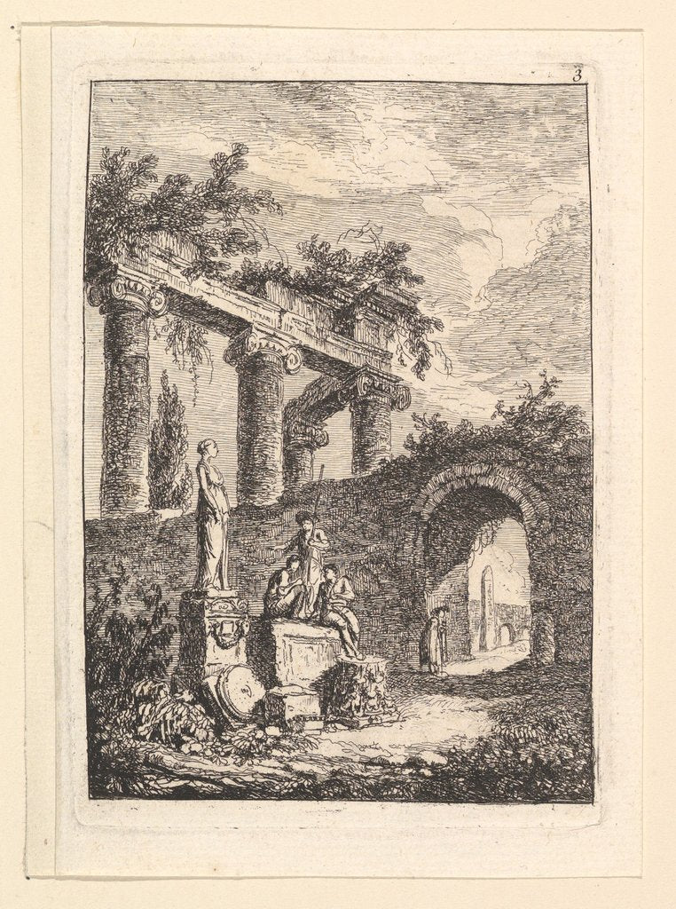 Detail of La Statue en Avant les Ruines by Hubert Robert