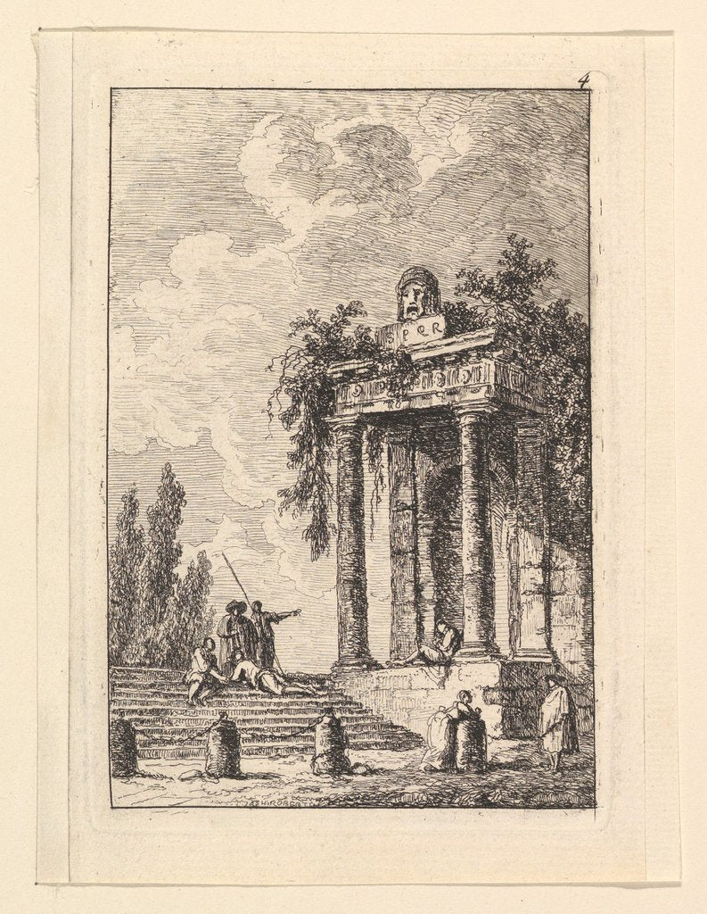 Detail of L'Escalier aux Quatre Bornes by Hubert Robert