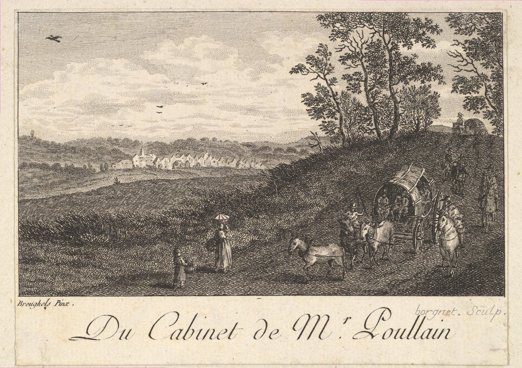 Detail of Landscape with Cart after the painting in the cabinet of Mr. Poullain, 1780 by JF Borgnet
