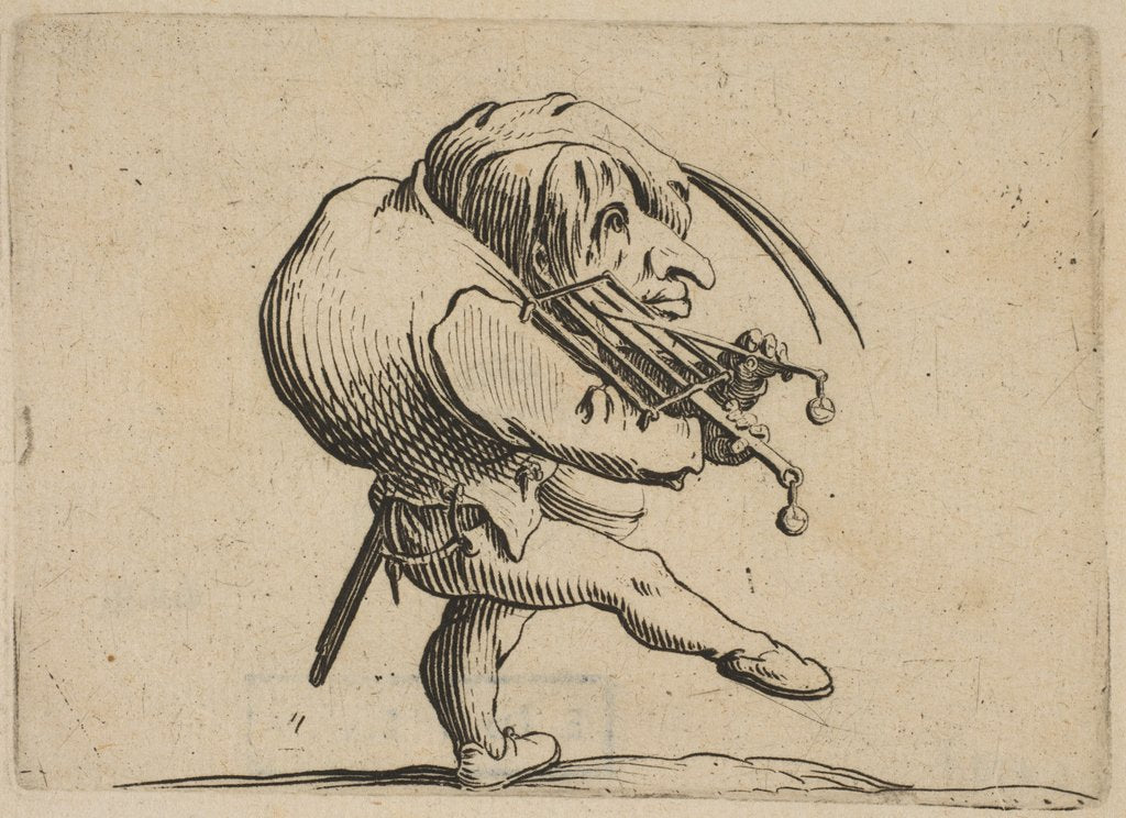 Detail of L'Homme Raclant un Gril en Guise de Violo by Jacques Callot