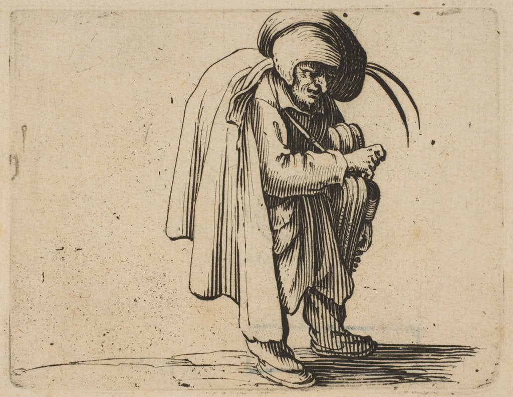 Detail of Le Jouer de Vielle, from Varie Figure Gobbi, suite appelée aus…, 1616-22 by Jacques Callot