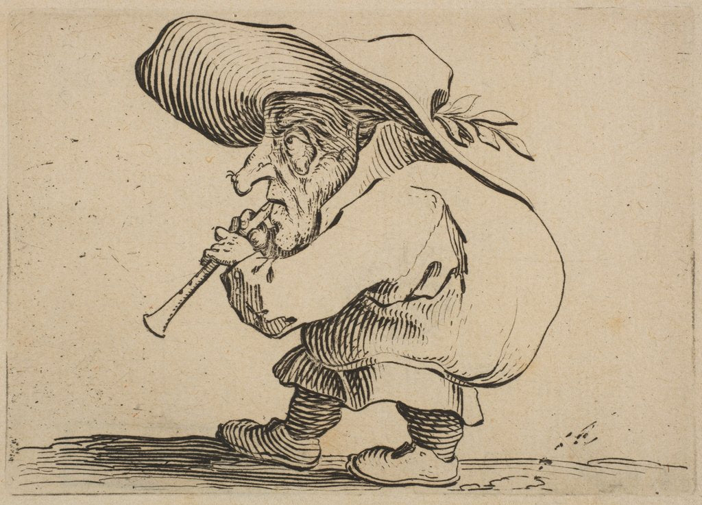 Detail of Le Joueur de Flageolet, from Varie Figure Gobbi, suite appelée a…, 1616-22 by Jacques Callot