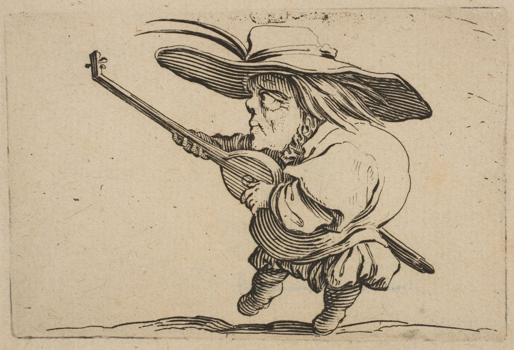 Detail of Le Joeuer de Luth, from Varie Figure Gobbi, suite appelée aussi Les B…, 1616-22 by Jacques Callot