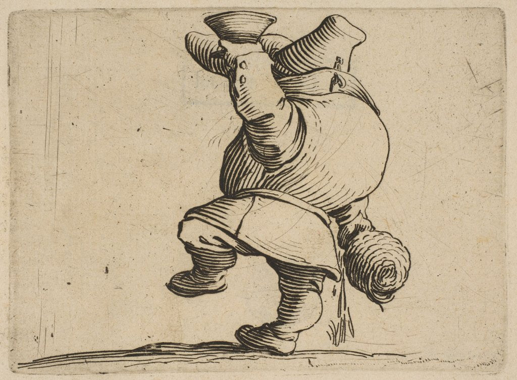 Detail of Le Buveur Vu de Dos, from Varie Figure Gobbi, suite appe…, 1616-22 by Jacques Callot