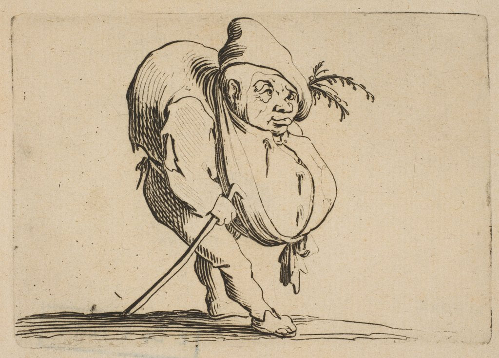 Detail of Le Bossu a La Canne, from Varie Figure Gobbi, suite appelée…, 1616-22 by Jacques Callot