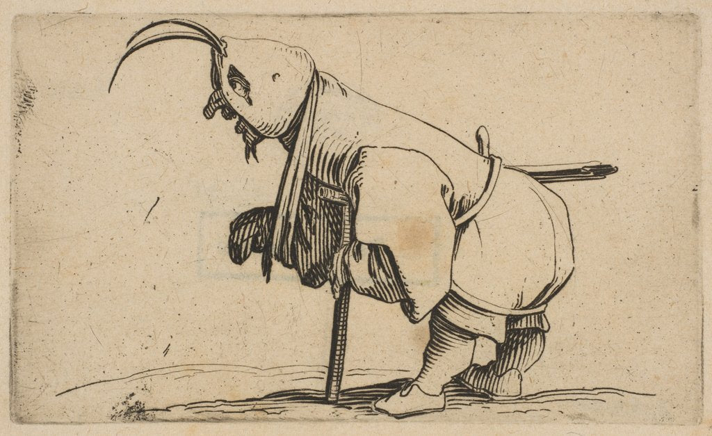 Detail of L'Estropié au Capuchon, from Varie Figure Gobbi, suite appe…, 1616-22 by Jacques Callot