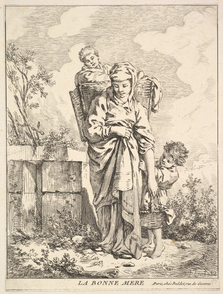 Detail of The Good Mother, 18th century by Jacques Gabriel Huquier