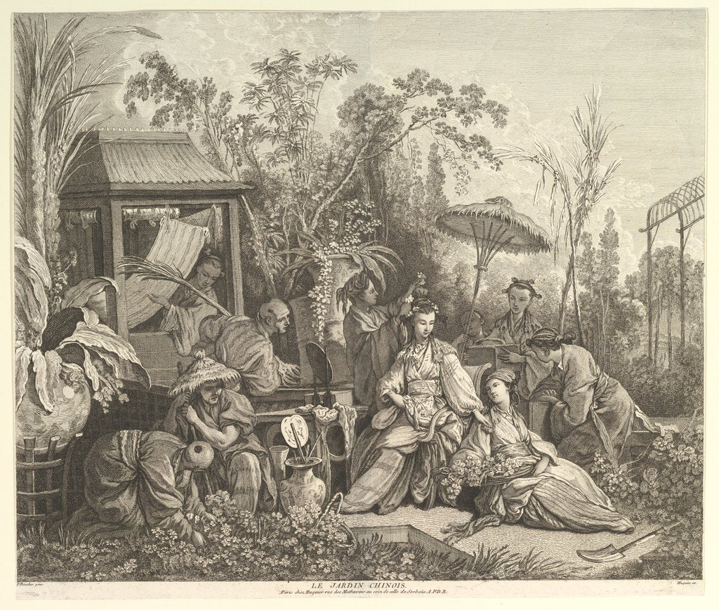 Detail of Le Jardin Chinoise, from Chinoiseries, after 1743 by Jacques Gabriel Huquier