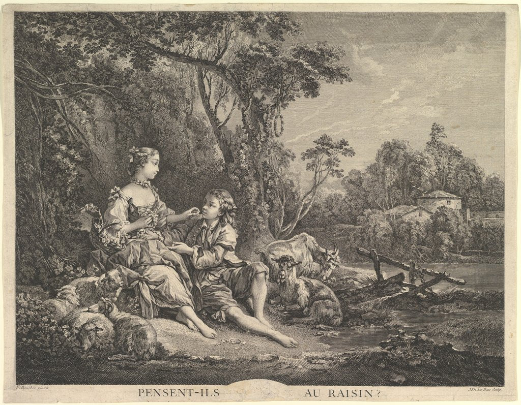 Detail of Pensant-ils au Raisin?, 18th century by Jacques Philippe Le Bas
