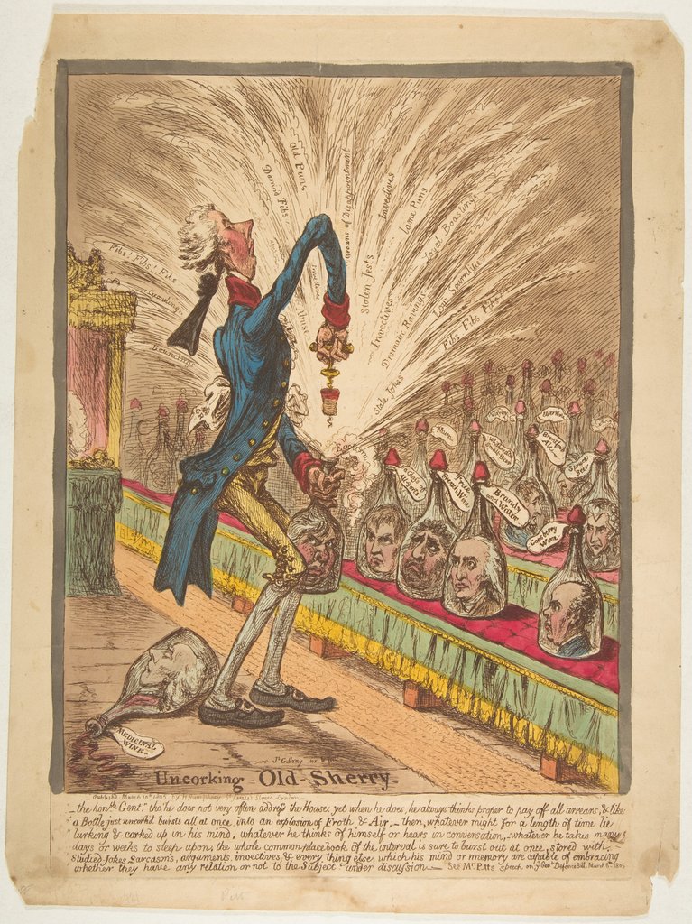 Detail of Uncorking Old Sherry, March 10, 1805 by James Gillray