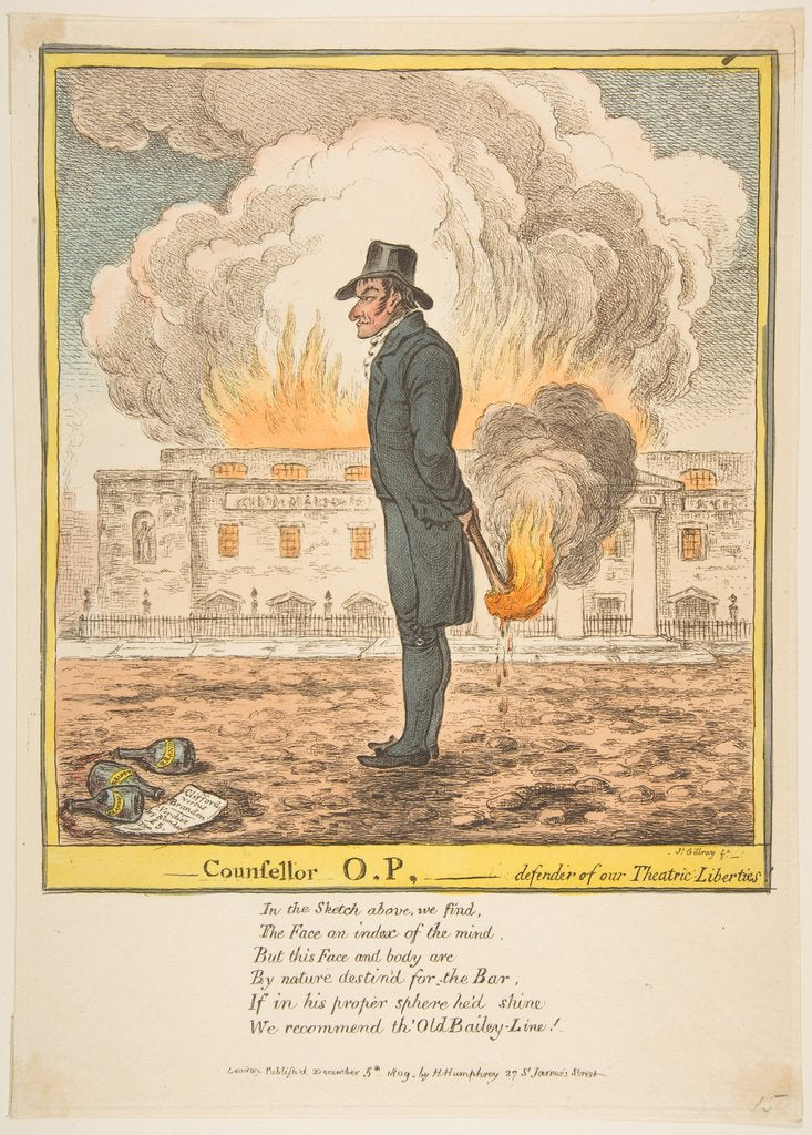 Detail of Counsellor O.P.-Defender of our Theatric Liberties, December 5, 1809 by James Gillray