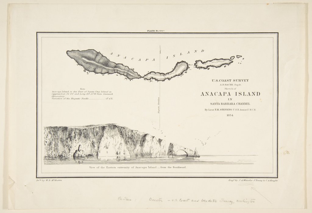 Detail of U.S. Coast Survey…Sketch of Anapaca Island in Santa Barbara Channel, 1854-57 by James Abbott McNeill Whistler/John Young/Charles Knight