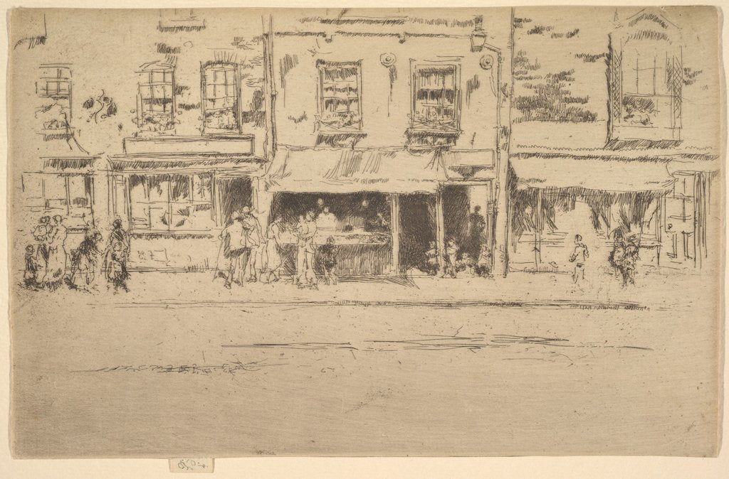 Detail of The Fish Shop, Busy Chelsea, 1886-87 by James Abbott McNeill Whistler