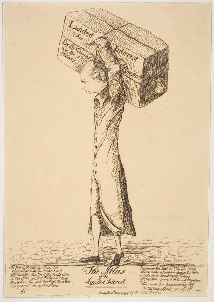 Detail of The Atlas of the Landed Interest, February 18, 1784 by James Sayers