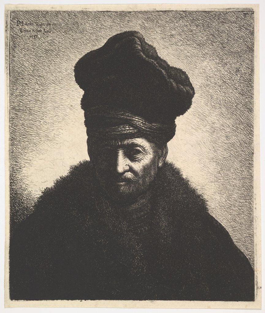 Detail of Portrait of a Man, after Rembrandt, 1633 by Jan Georg van Vliet