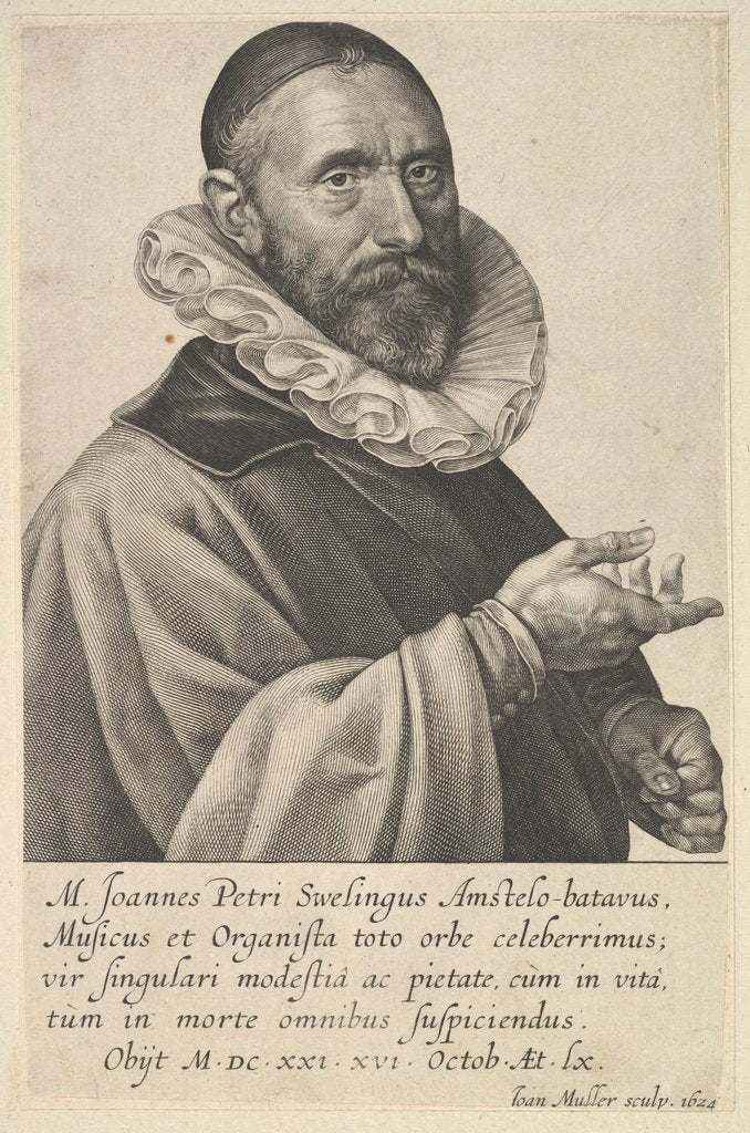 Detail of Portrait of Jan Pietersz Sweelinck, Organist & Musician in Amsterdam, 1624 by Jan Muller