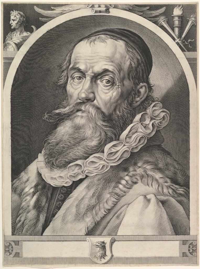 Detail of Portrait of Hendrick Goltzius, ca. 1617 by Jan Muller