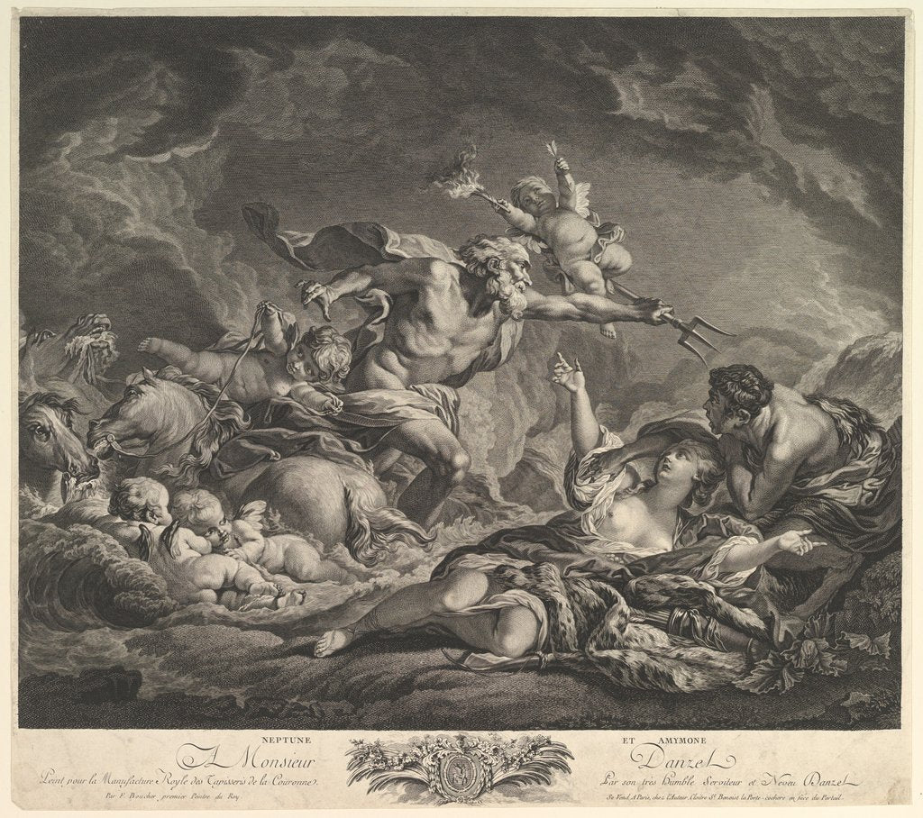 Detail of Neptune and Amymone, 18th century by Jean Claude Danzel