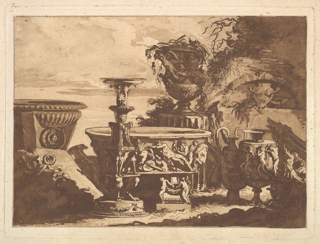 Detail of Composition with the Medici Vase, from Recueil de Compositions par Lagrenée Le Jeune, 1782 by Jean Jacques Lagrenee