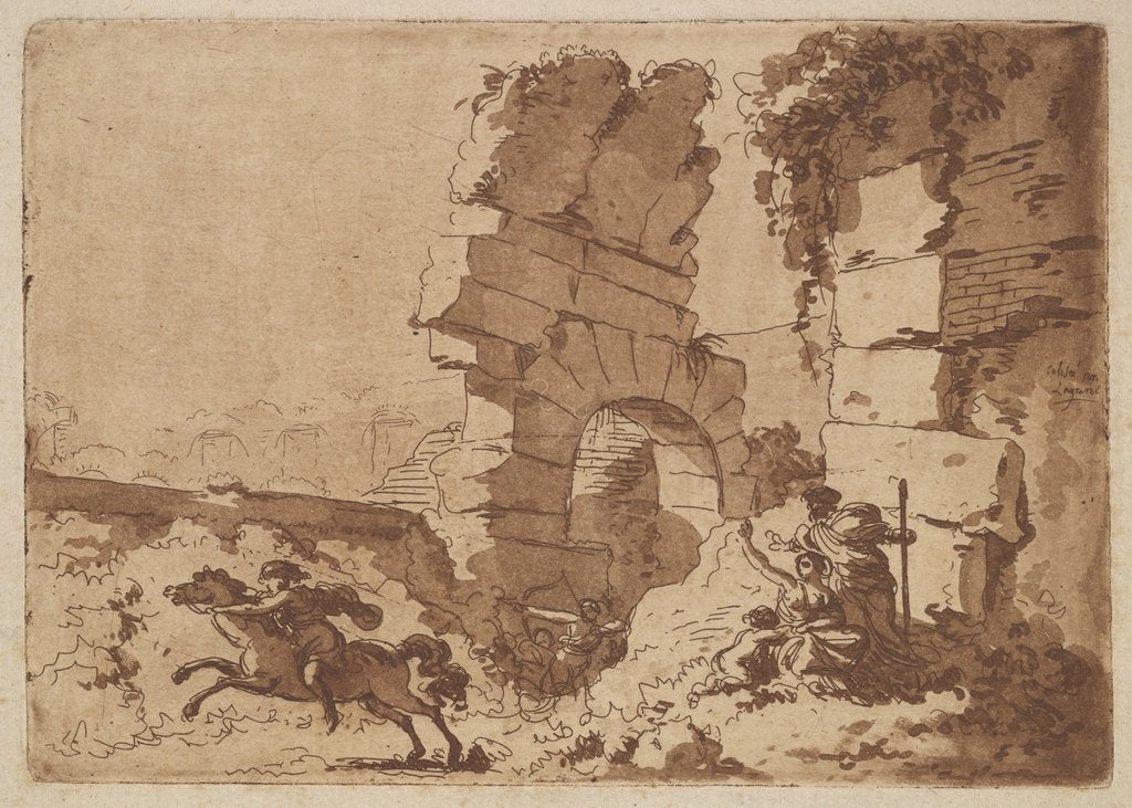 Detail of Le Colisée, in an album containing Recueil de Compositions par Lagren…, 1782-1821 by Jean Jacques Lagrenee