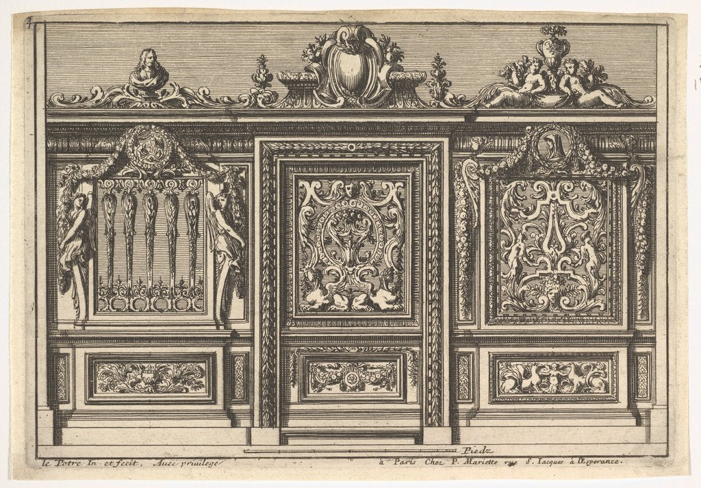 Detail of Design for a Choir Screen with Two Variants, from: Clôtures de chapelles, 17th century by Jean le Pautre