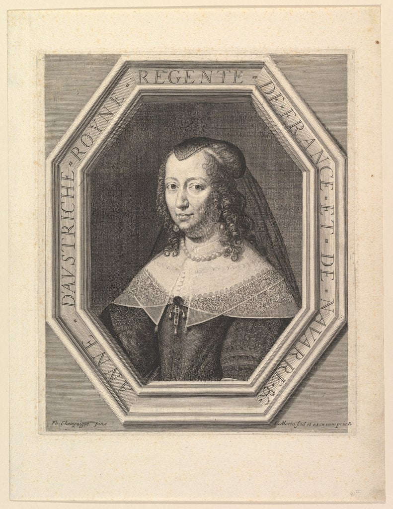 Detail of Anne d'Autriche, reine de France, en deuil de cour by Jean Morin